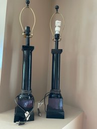 2 Black Sidetable Lamps