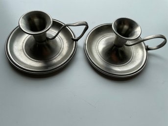Two Yarmouth Pewter Candlesticks