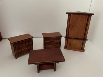 Assorted Dollhouse / Miniature  Dark Finished Furniture Pieces