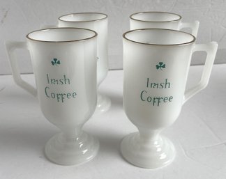 4 Milk Glass Irish Coffee Mugs