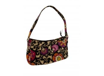 Vera Bradley Black Pink Flower 'Suzani' Shoulder Bag Purse