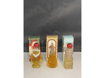 3 1980s Avon Christmas-themed Perfume Bottles