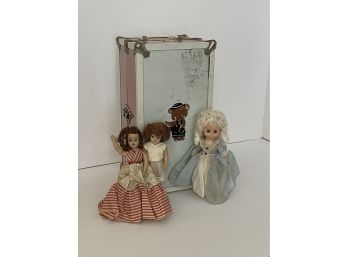 Vintage Dolls With Metal Carry Case