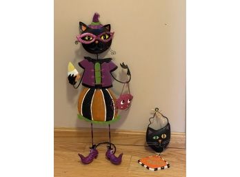 Metal Black Cat Halloween Decor
