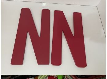 2 Red Wooden 'N' Letter Signs