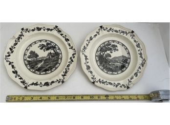 Bewick Wedgewood Black And White Plates Rural Country Scenes