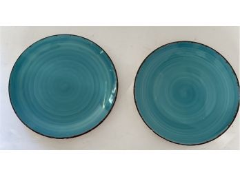 Two Royal Norfolk Blue And Brown Dinner Plates