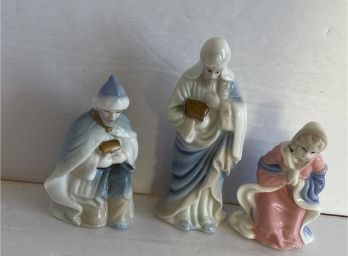 3 Small Ceramic Christmas Nativity Figures