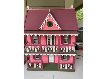 Pink Victorian Style Wooden Dollhouse