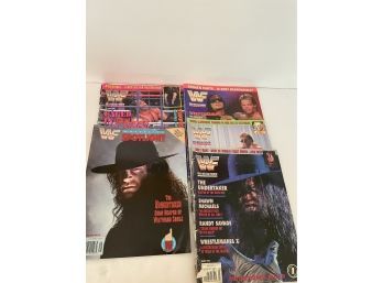 5 WWF Wrestling  Magazines 1990s - Hart, Undertaker