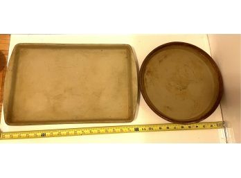 2 Pieces Pampered Chef Stoneware - Pizza Dish & Baking Sheet / Tray