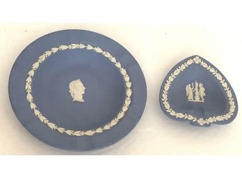 Two Small Pieces Blue Wedgewood Jasperware