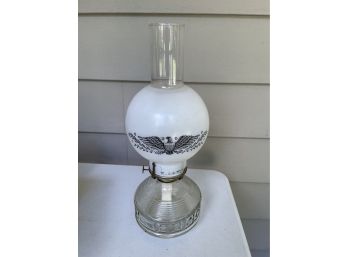 Glass Oil Lamp With Eagle Globe