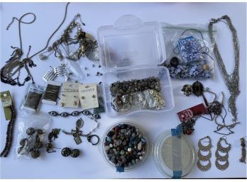 Assorted Lot Of Beading Jewelry Items, Costume Jewelry, Beads, Stones