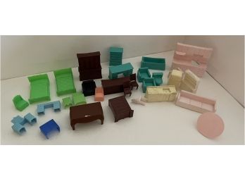 Assorted Dollhouse / Miniature Plastic Furniture Pieces - Mid Century