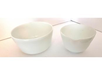 Two Vintage Milk Glass Mixing Bowls