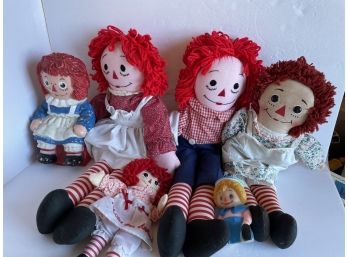 Large Raggedy Ann And Andy Dolls Lot