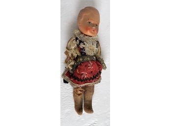 Straw Filled Vintage Doll, Paper Mache  Head