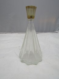 VINTAGE EMPTY ART DECO CLEAR GLASS PERFUME BOTTLE