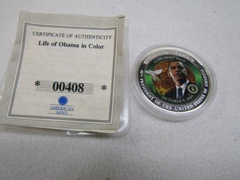 #00408 LIFE OF OBAMA IN COLOR SIVER COIN