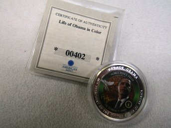 #00402 LIFE OF OBAMA IN COLOR SIVER COIN