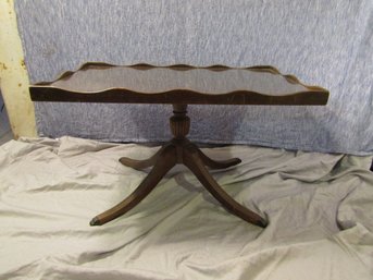 VINTAGE PEDESTAL COFFEE TABLE WITH GLASS TOP