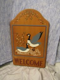 WOODEN GEESE WELCOME PLAQUE SIGN
