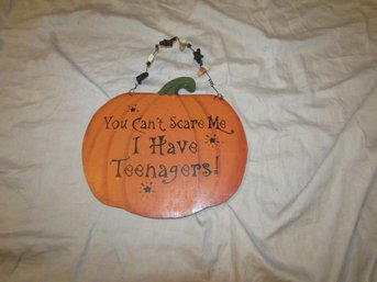 HALLOWEEN 'YOU CAN'T SCARE ME I HAVE TEENAGERS' WALL DOOR PLAQUE SIGN