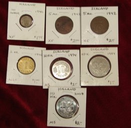 7 ICELAND COINS- 1940-2008