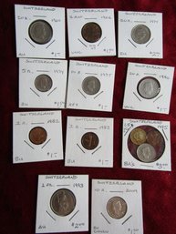11 SWISS SWITZERLAND COINS 1960-2009