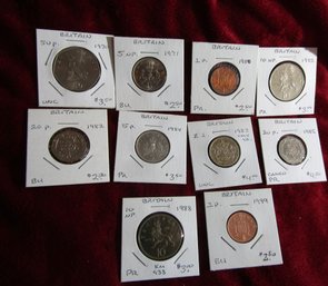 10 UK GREAT BRITAIN COINS 1970-1999
