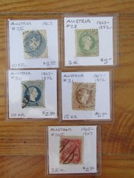 5 EARLY AUSTRIA STAMPS