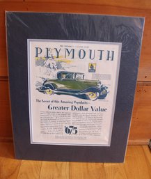 Late 1920's  Plymouth Car Ad