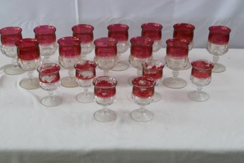 RED & CLEAR GLASS GOBLET LOT