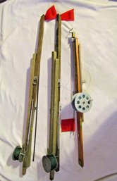 Vintage Wooden Ice Fishing Tip-ups - Lot Of 3