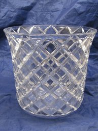 Tall Tiffany & Co Crystal Joseph Riedel Diamond Weave Pattern Cut Glass Bowl