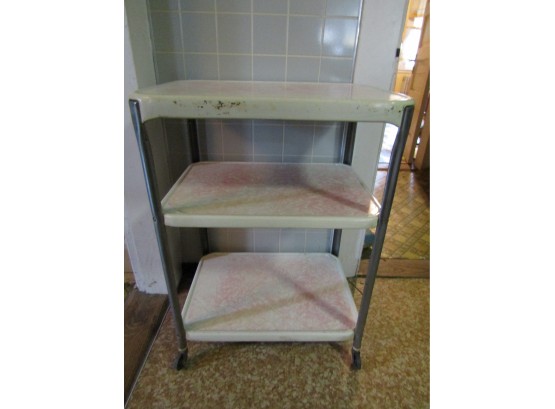 Vintage Cosco 3-Tier Rolling Serving Kitchen Utility Cart WHITE