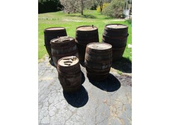 6 Vintage Wood Wine Barrels