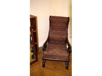 ANTIQUE CURVED HIGH BACK ARM CHAIR