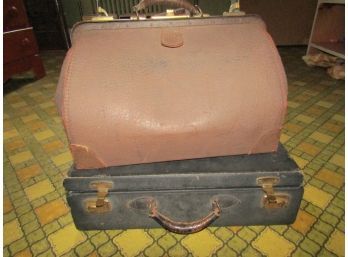 2 Vintage Leather Suitcases
