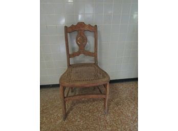ANTIQUE WOOD CANED SEAT CHAIR