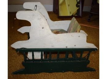 VTG ANTIQUE CHILD'S HANDMADE WOOD DOUBLE SIDED HORSE ROCKER SEAT CHAIR