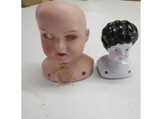 2 Doll Heads - Porcelain & Bisque Armand Marseille