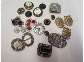 Antique Button & Shoe Clip Lot