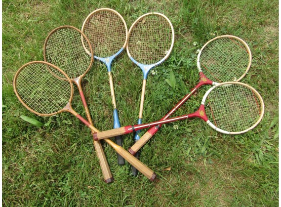 6 Vintage Badminton Rackets - Club, Golden Eagle & Gold Cup