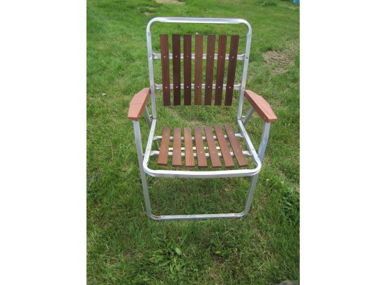 Vintage Aluminum & Wood Lawn Chair