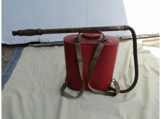 Red Galvanized Firefighter's D.B. Smith Indian Back Pack Hand Pump Sprayer 5 Gallon