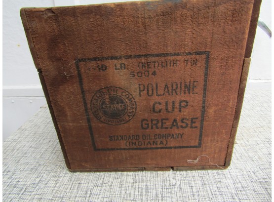 Antique Polarine Grease Cup Box - Standard Oil Company Wood Box 8'