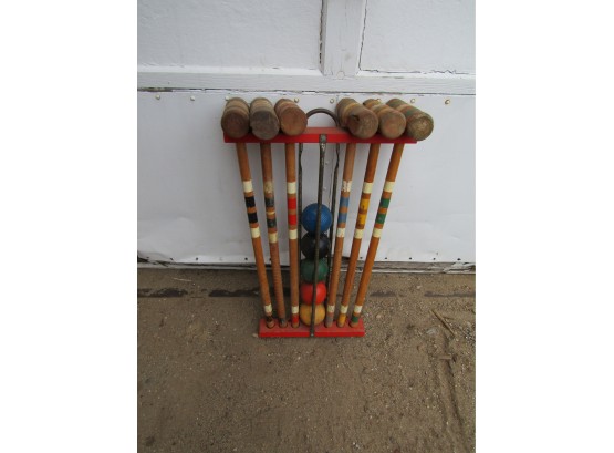 Vintage Croquet Set & Stand