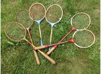 6 Vintage Badminton Rackets - Club, Golden Eagle & Gold Cup